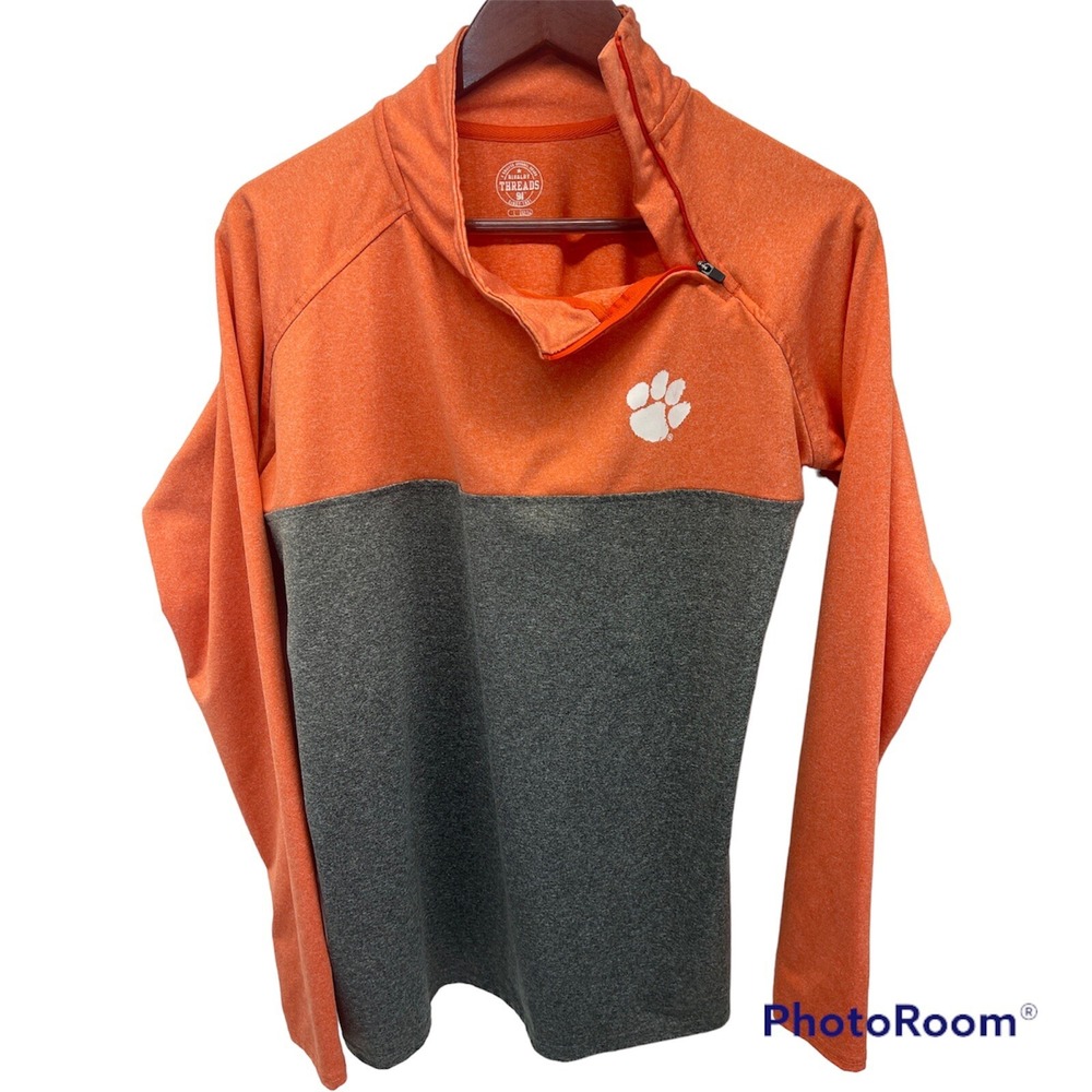 Rivalry Threads 91 Clemson Womens Orange Gray Large 12/14 Long Sleeve Pullover